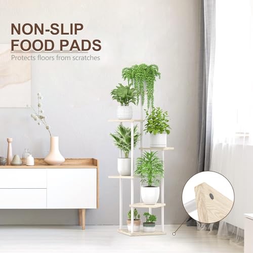 6 Tier Metal Wood Corner Plant Stand Indoor Outdoor H78199