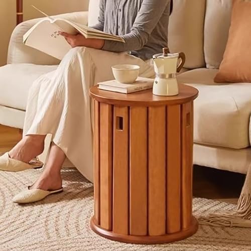 Stackable Stools Set of 4 Round Wooden Nesting Tables for Living Room C8777