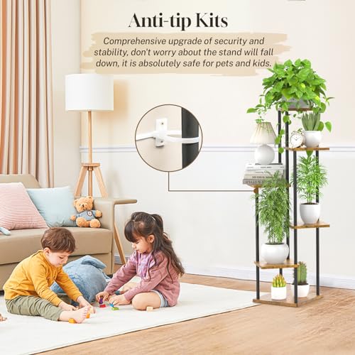 6 Tier Metal Wood Corner Plant Stand Indoor Outdoor H78199