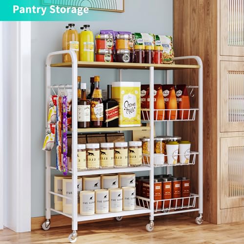 HapiRm Rolling Kitchen Microwave Cart with Pull-Out Baskets X64290