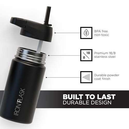 IRON °FLASK Stainless Steel Insulated Water Bottle with 3 Lids, 40 oz U19688