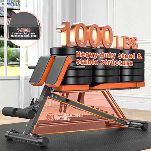 XDDIAS Roman Chair, Adjustable Weight Bench for Home Gym, 1000LBS All-in-One U56652
