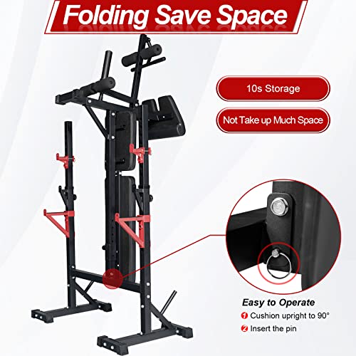 Bongkim Adjustable Weight Bench with Squat Rack, 660Lbs Capacity H188216
