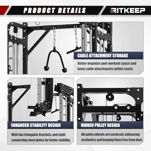 RitKeep PMAX 5600 Pro Smith Machine, All-in-One Home Gym with 2200lb Capacity and 320lb Weight Stack H2625