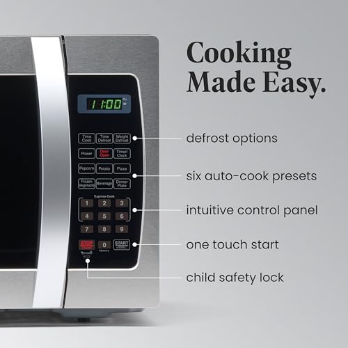 Farberware Countertop Microwave 1000W 1.1 cu ft Black Stainless Steel P5805