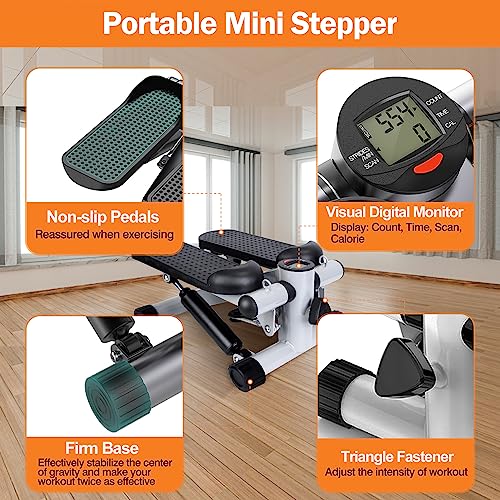 Mini Stepper with Resistance Bands, 300LBS Capacity & LCD Monitor J8144
