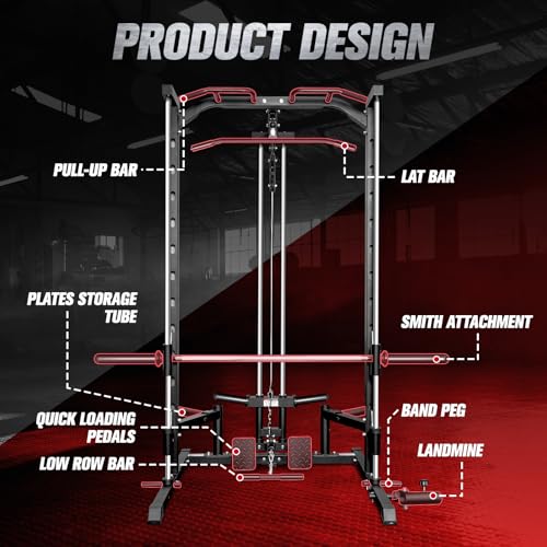 RitFit Smith Machine Power Rack with LAT-Pull Down System T1228