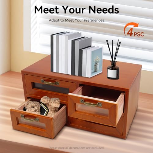 Vintage 16-Drawer Wooden Desktop Organizer with Iron Label Holders N538