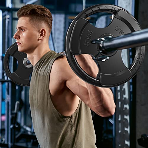 RitFit Olympic Rubber Grip Plates 2-Inch for Barbell Weightlifting Strength Training Z70542