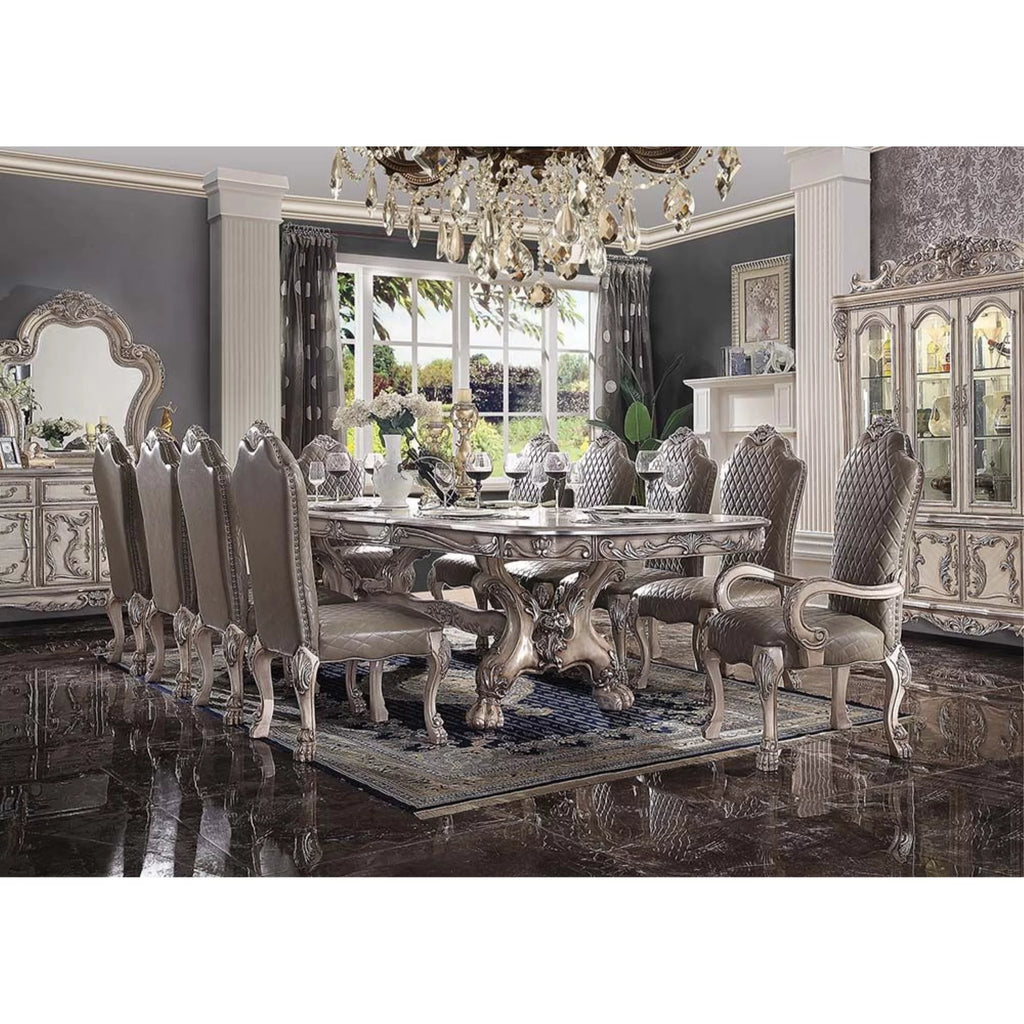 Dresden Wood 108" Dining Table with Removable Leaf in Vintage Bone White J784976