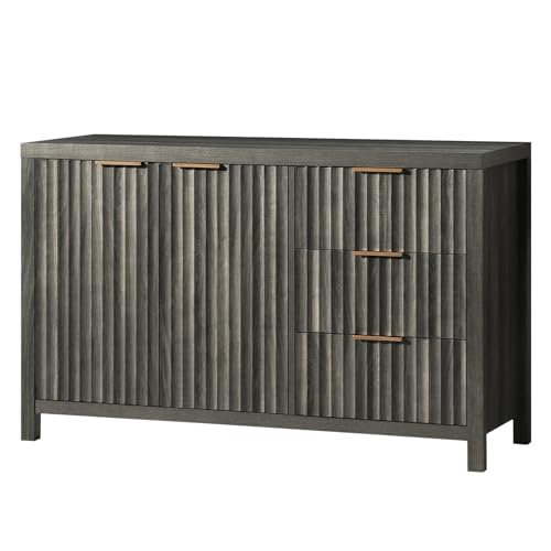 Fluted Sideboard Buffet Cabinet with Storage, 56" Modern Credenza, Natural Y669537