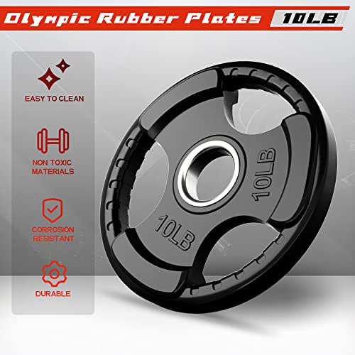 RitFit Olympic Rubber Grip Plates 2-Inch for Barbell Weightlifting Strength Training Z70542
