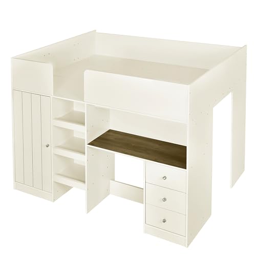 Harper & Bright Designs Full Loft Bed with Desk and Storage, Gray K73009