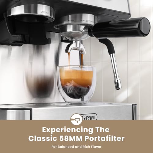 Gevi Espresso Machine with Grinder & Milk Frother, 20 Bar G45353