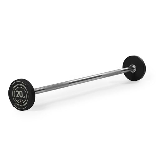 Titan Fitness Rubber Curl Fixed Barbells, Pre-Loaded Weight Bar Y406