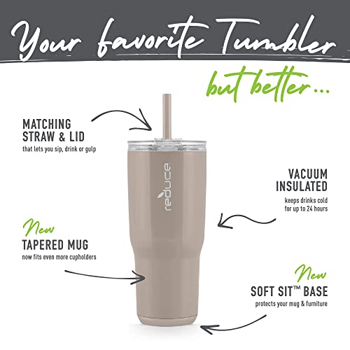 REDUCE Cold1 34 oz Tumbler with Lid and Straw, Vacuum Insulated Stainless Steel D10206