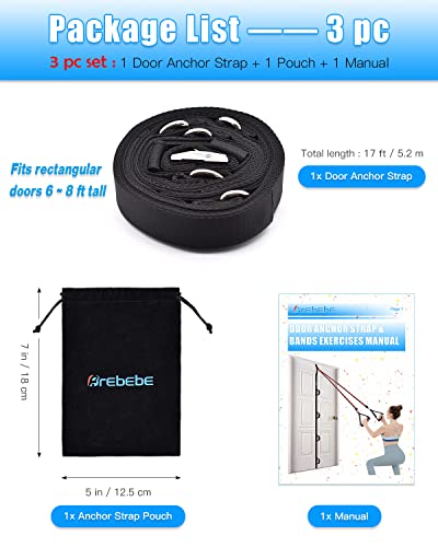 Brebebe Door Anchor Strap for Resistance Bands, Multi Point Gym Attachment, Home Fitness Equipment U4872
