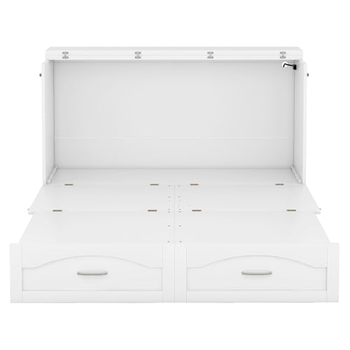 Queen Size Solid Pine Murphy Bed Chest with Charging Station and Storage Drawer K498