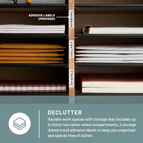 Safco Wooden Paper and Mail Organizer, Adjustable Shelves, Stackable B285