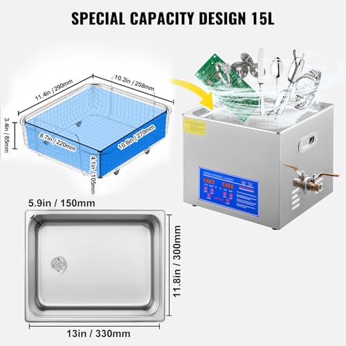 VEVOR Commercial Ultrasonic Cleaner 6L 40kHz with Digital Timer & Heater 110V Q7418