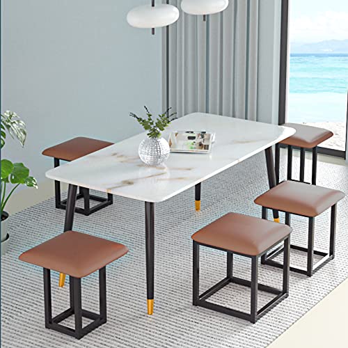Nesting Ottoman Cube Chair with Wheels, Stackable Leather Foot Stool V48796