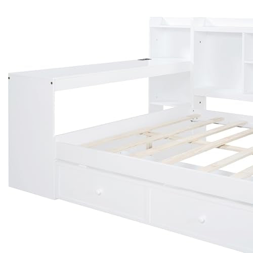 Bellemave Twin Corner Bed Frame with Storage Shelves and Desk, Gray L74206