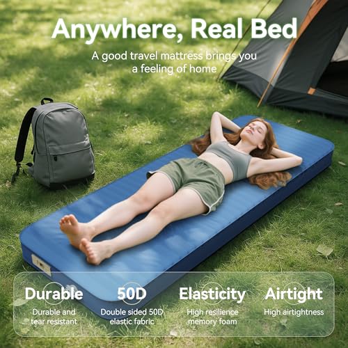 Self Inflating 4" Memory Foam Sleeping Pad with Built-in Electric Pump for Camping C265