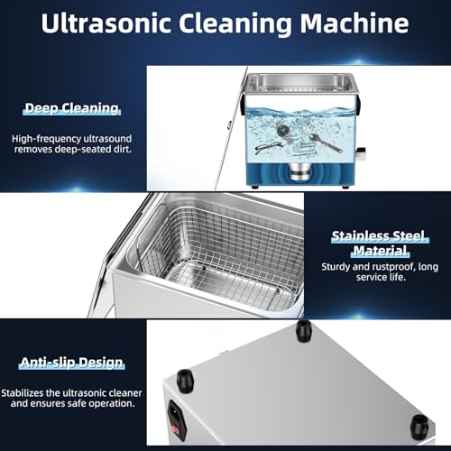 Ultrasonic Cleaner 2L with Heater & Timer, 40kHz SUS 304 Stainless Steel K9648