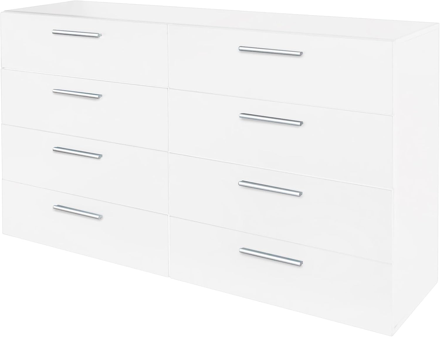 8 Drawer Double Dresser, White, Modern Chest of Drawers W219185