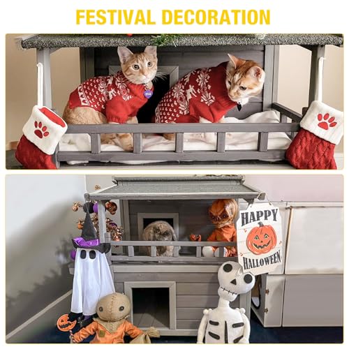 Aivituvin Cat House Indoor 2 Story Feral Cat Shelter for Winter Outdoor Large B645914