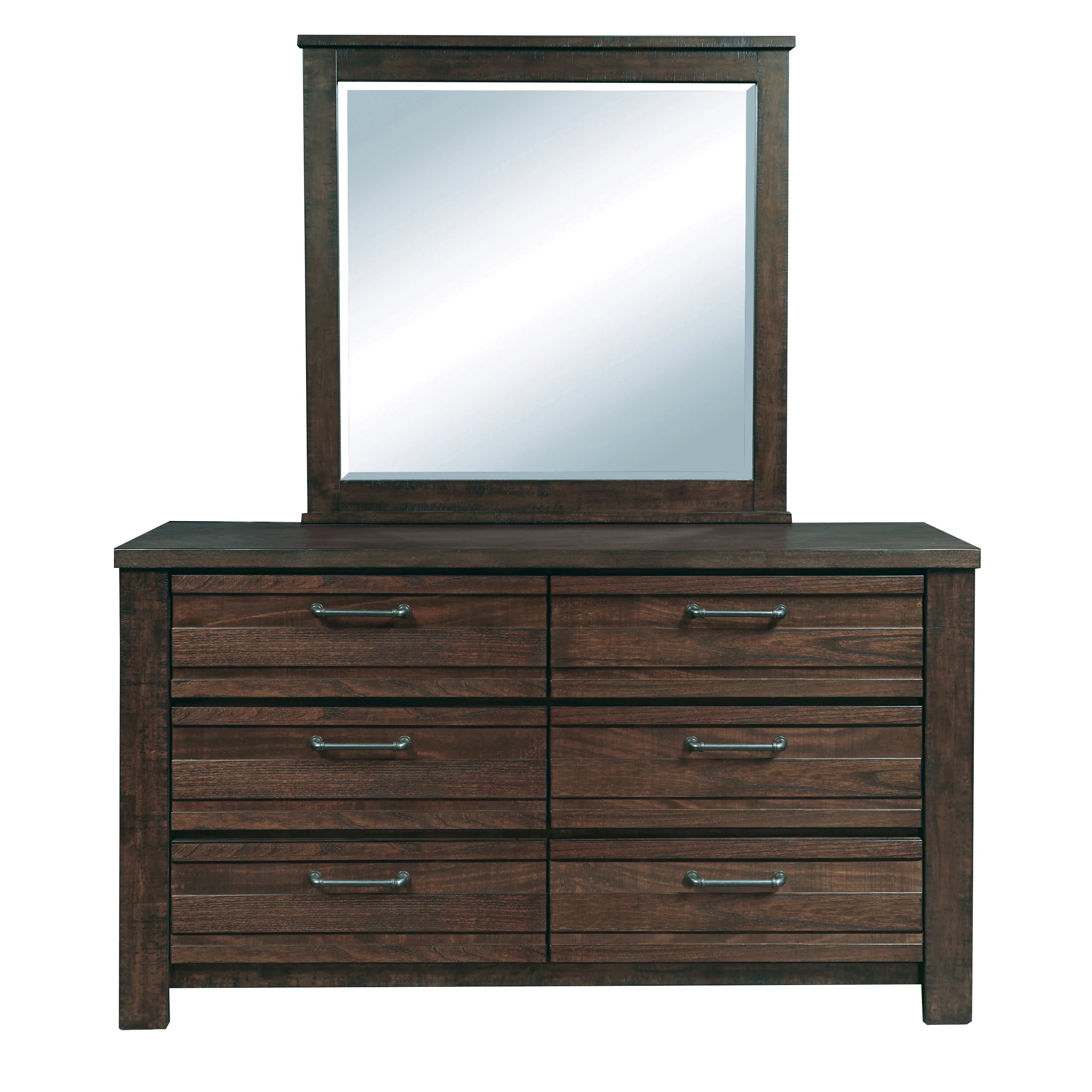 Sedona Transitional Wood Bedroom Set Queen with Dresser and Mirror H29321