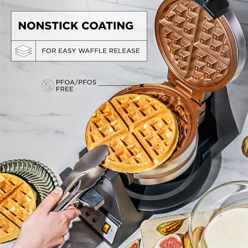 CRUX Double Rotating Belgian Waffle Maker, Nonstick Copper Plates, Stainless Steel R871