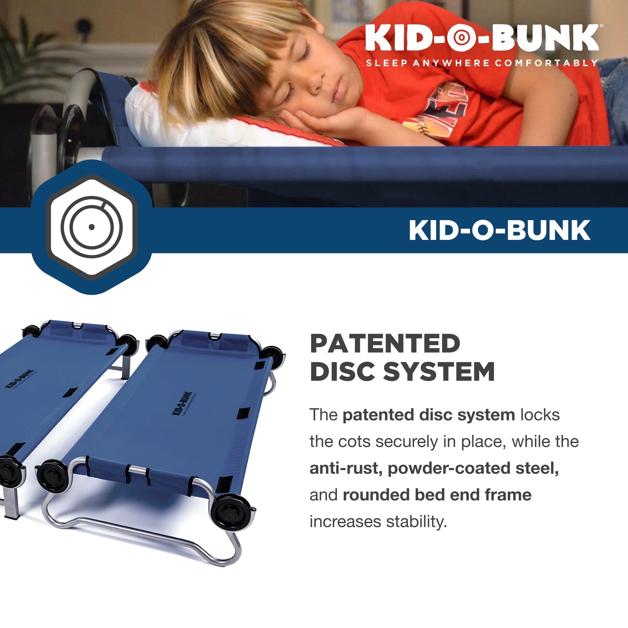 Disc-O-Bed Youth Kid-O-Bunk Double Cot with Storage, Navy F9486