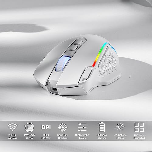 Redragon M810 Pro Wireless Gaming Mouse, 10000 DPI, RGB Backlit K36063