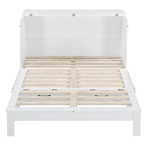 Harper & Bright Designs Queen Murphy Bed Cabinet with USB Charging Station, White D9669