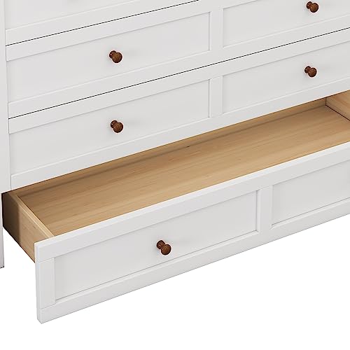 Ball & Cast Queen Size Solid Pine Murphy Bed with Charging Station, White + Walnut P2075
