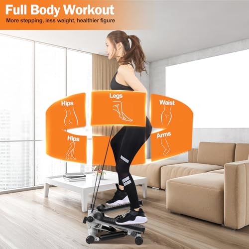 Mini Stepper with Resistance Bands, 300LBS Capacity & LCD Monitor J8144