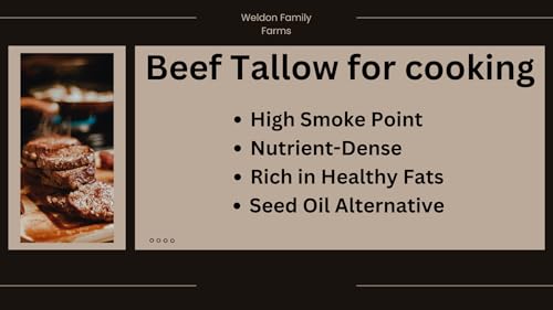 Weldon Family Farms Rendered Beef Tallow for Cooking, Grass Fed, 2 Pack, 16oz Total C474231