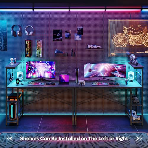 Bestier Gaming Desk with LED Lights, 51.3 Inch Computer Desk Q970