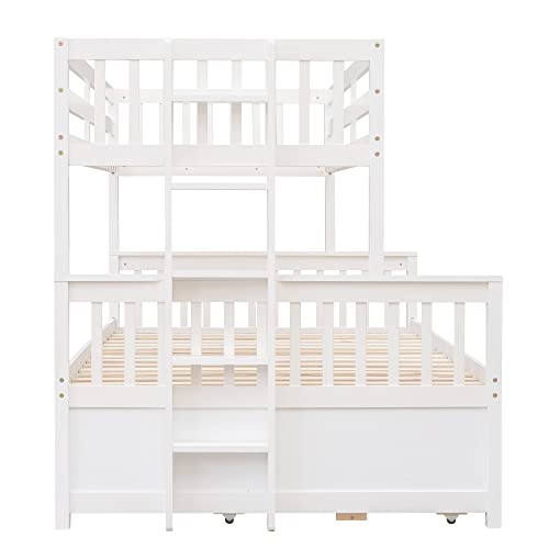 Harper & Bright Designs Twin Over Twin Bunk Bed with Storage Drawers, Solid Wood, Espresso P440327