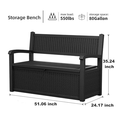 Vixzen 75 Gallon Outdoor Storage Bench Deck Box, Lockable All-Weather Seating Q396149
