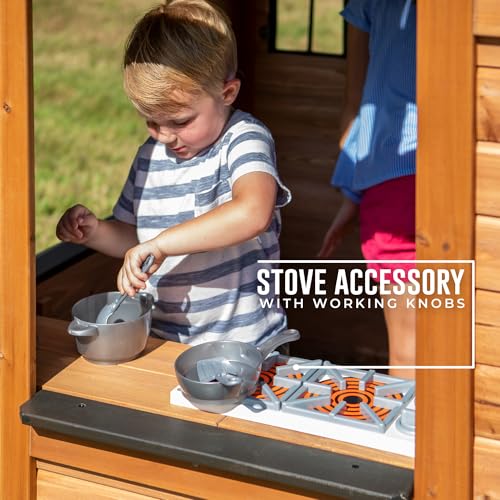 Backyard Discovery Sweetwater Cedar Wooden Kids Playhouse with Play Kitchen P65438