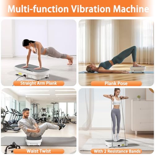 Vibration Plate Exercise Machine for Full Body Workout with Resistance Bands O9405