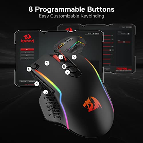 Redragon M810 Pro Wireless Gaming Mouse, 10000 DPI, RGB Backlit K36063