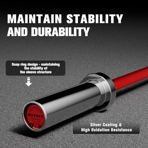 RITFIT Olympic Barbell 4ft/6ft 2 Inch Weight Bar for Strength Training, 500lbs Capacity F369