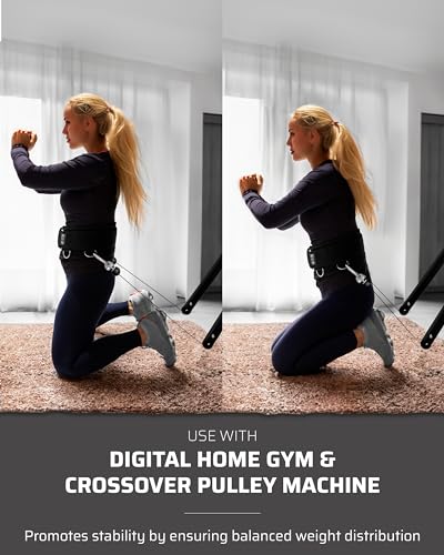 Multi-Attachment Belt for Cable Machine and Home Gym, 2 Straps with 3 Metal Snap Hooks Q802