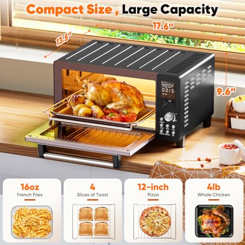 Nuwave Bravo Pro Smart 21QT Toaster Oven Air Fryer Combo, Convection Countertop, Mint Green B532672