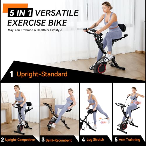 Foldable Exercise Bike with 16-Level Magnetic Resistance for Home T532