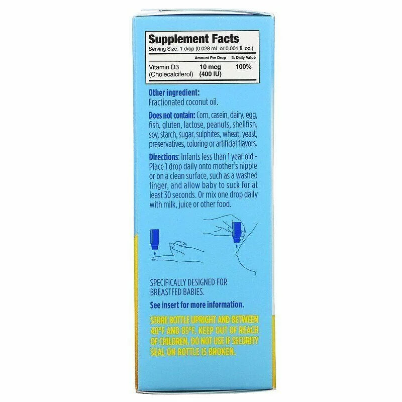 Ddrops Baby Liquid Vitamin D3 400 IU 2.5 mL (90 Drops) Pack of 2 Q323112