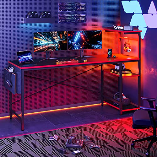 Bestier Gaming Desk with LED Lights, 51.3 Inch Computer Desk Q970